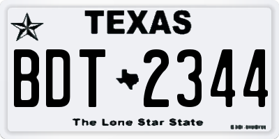 TX license plate BDT2344