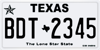 TX license plate BDT2345