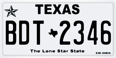 TX license plate BDT2346