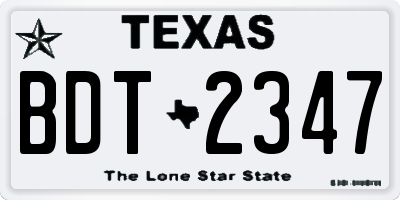 TX license plate BDT2347