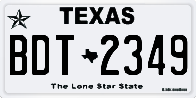 TX license plate BDT2349