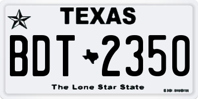 TX license plate BDT2350