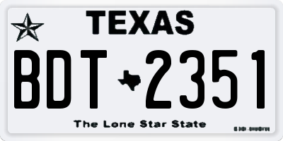 TX license plate BDT2351