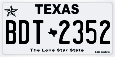 TX license plate BDT2352