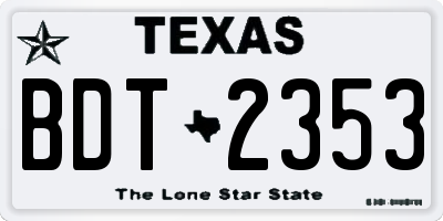 TX license plate BDT2353