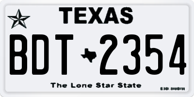 TX license plate BDT2354