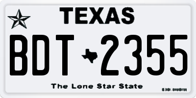 TX license plate BDT2355