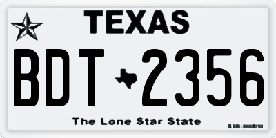 TX license plate BDT2356