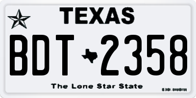 TX license plate BDT2358