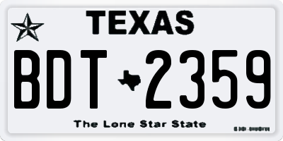 TX license plate BDT2359