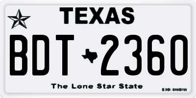 TX license plate BDT2360