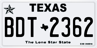 TX license plate BDT2362