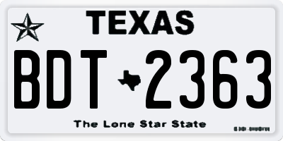 TX license plate BDT2363