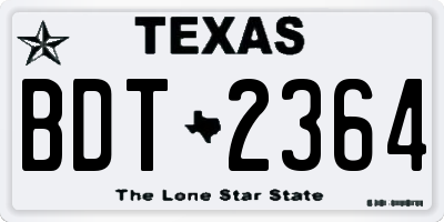 TX license plate BDT2364
