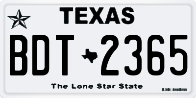 TX license plate BDT2365