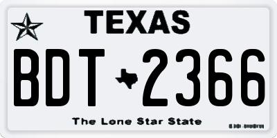 TX license plate BDT2366