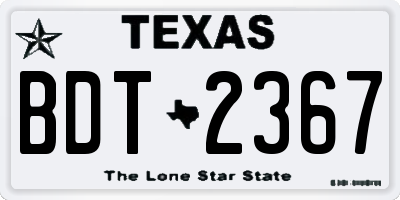 TX license plate BDT2367