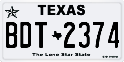 TX license plate BDT2374