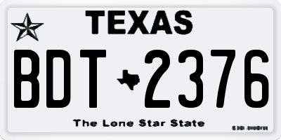 TX license plate BDT2376