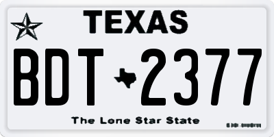 TX license plate BDT2377