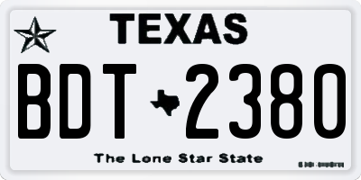 TX license plate BDT2380