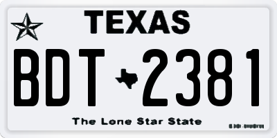 TX license plate BDT2381