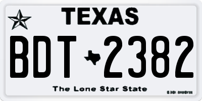 TX license plate BDT2382