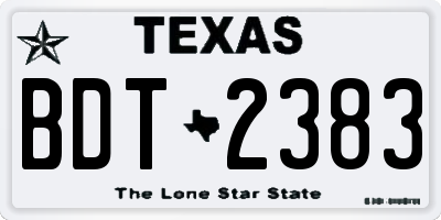 TX license plate BDT2383