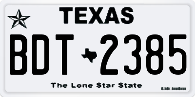 TX license plate BDT2385