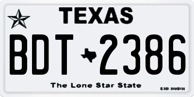 TX license plate BDT2386