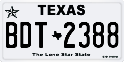 TX license plate BDT2388