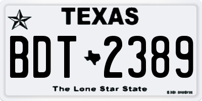TX license plate BDT2389