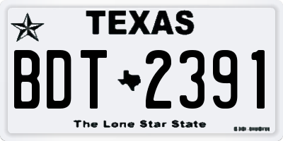 TX license plate BDT2391