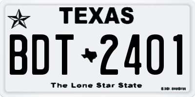 TX license plate BDT2401