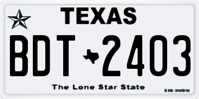 TX license plate BDT2403