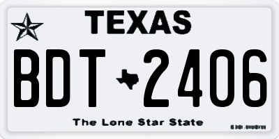 TX license plate BDT2406