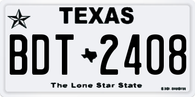 TX license plate BDT2408