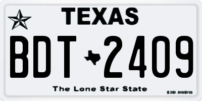 TX license plate BDT2409