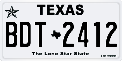 TX license plate BDT2412