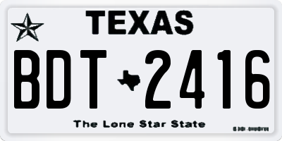 TX license plate BDT2416