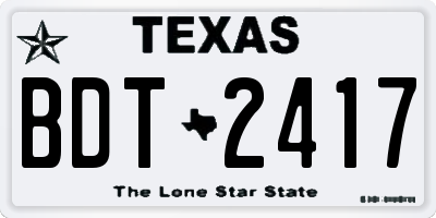 TX license plate BDT2417