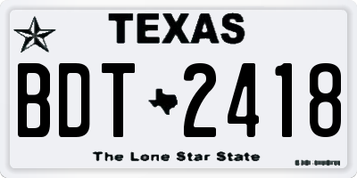 TX license plate BDT2418