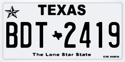 TX license plate BDT2419