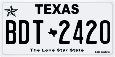 TX license plate BDT2420
