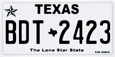 TX license plate BDT2423
