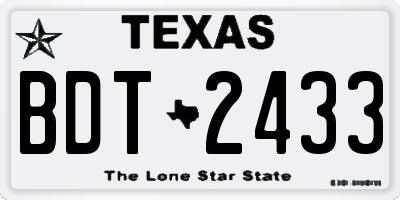 TX license plate BDT2433