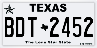 TX license plate BDT2452