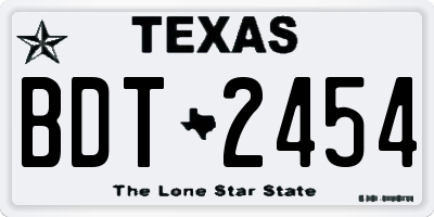 TX license plate BDT2454