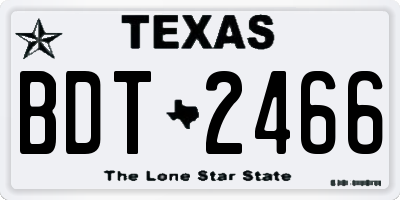 TX license plate BDT2466