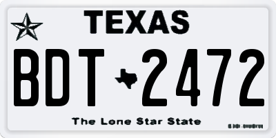 TX license plate BDT2472